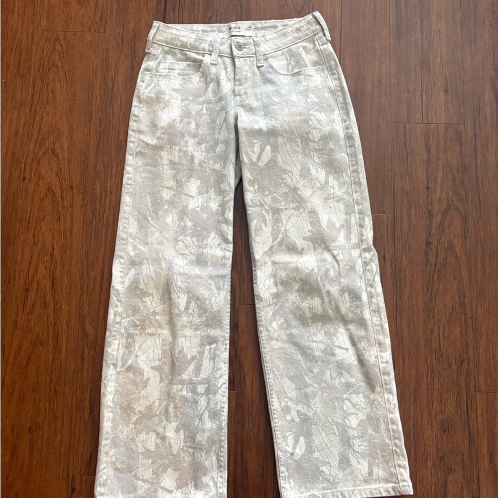Hollister Silver Metallic Wide Leg Jeans
